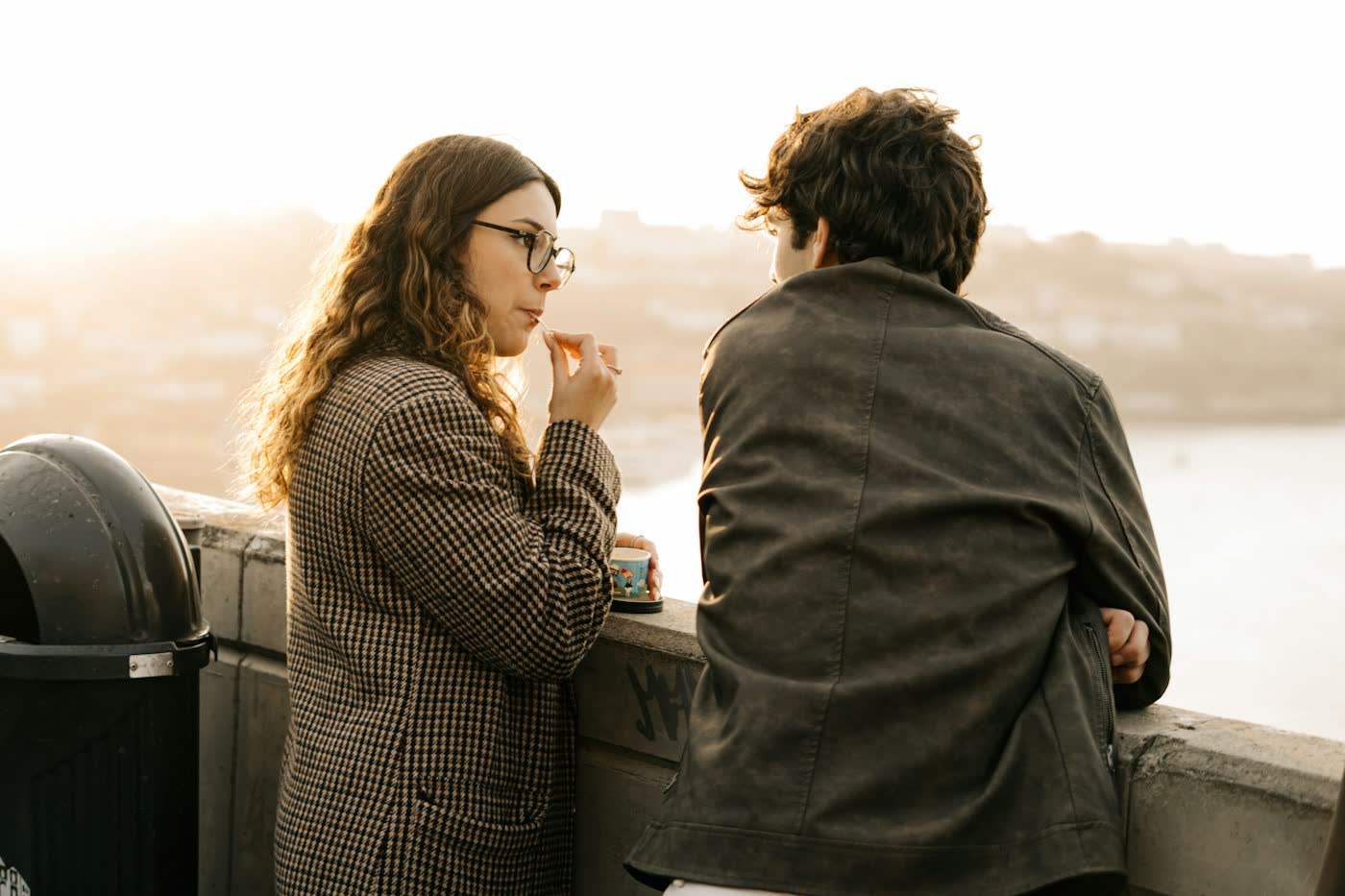 Two people talking while considering a serious relationship